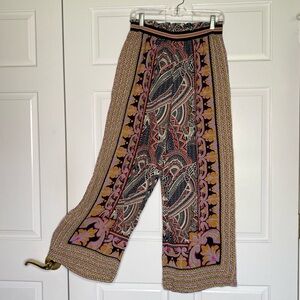 MAEVE by ANTHROPOLOGIE Wide Leg Pants Womens‎ Sz SMALL Geo Lagenlook BoHo Hippie